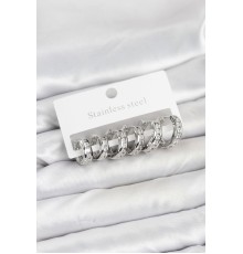 316L Çelik Gümüş Renk Su Yolu Halka Küpe Seti - TJ-BKP11523