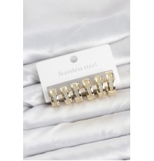 316L Çelik Gold Renk Zirkon Taşlı Halka Küpe Seti - TJ-BKP11526