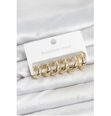 316L Çelik Gold Renk Zirkon Taşlı Kutup Yıldızı Model Halka Küpe Seti - TJ-BKP11530