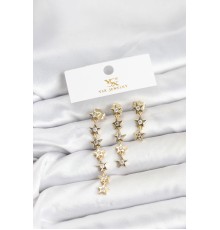 Pirinç Gold Renk Yıldız Model YSX Trio Küpe Seti - TJ-BKP11554