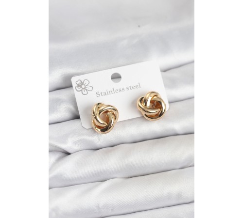 316L Çelik Gold Renk Sarmal Model Kadın Küpe - TJ-BKP11576