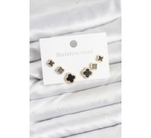 316L Çelik Zirkon Taşlı Yonca Model Kadın Küpe Seti - TJ-BKP11586