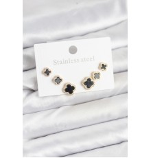 316L Çelik Zirkon Taşlı Yonca Model Kadın Küpe Seti - TJ-BKP11586