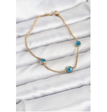 316L Çelik Gold Renkli Nazar Boncuk Model Kadın Bileklik - TJ-BB8164