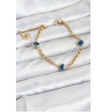 316L Çelik Nazar Model Gold Renk Kadın Bileklik - TJ-BB8167