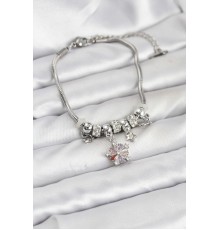 Pirinç Gümüş Renk Renkli Yıldız Charmlı Kadın Bileklik - TJ-BB8186