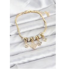 Pirinç Gold Renk Yonca Model Kadın Bileklik - TJ-BB8195
