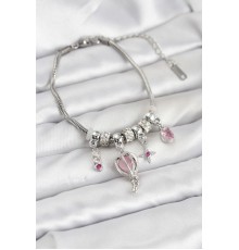 Pirinç Gümüş Renk Uçan Balon Charmlı Kadın Bileklik - TJ-BB8196