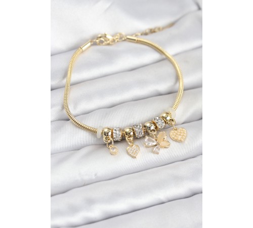 Charmlı Gold Renk Kadın Bileklik - TJ-BB8219
