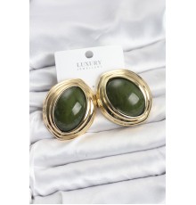 Pirinç Yeşil Badem Model Vintage Gold Kadın Küpe - TJ-BKP11591