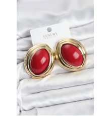 Pirinç Kırmızı Badem Model Vintage Gold Kadın Küpe - TJ-BKP11592