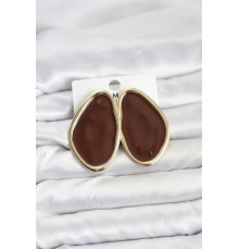 Pirinç Kahverengi Mineli Damla Model Vintage Plaka Kadın Küpe - TJ-BKP11595