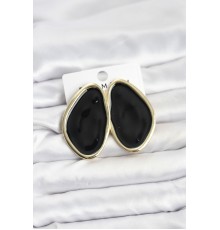Pirinç Siyah Mineli Damla Model Vintage Plaka Kadın Küpe - TJ-BKP11596