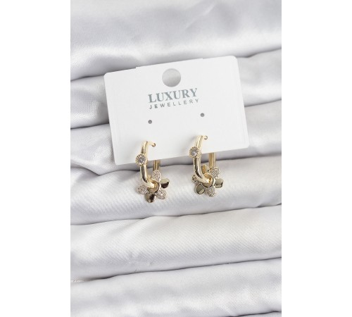 Zirkon Taşlı Pirinç Kadın Göçmen Küpesi - TJ-BKP11599