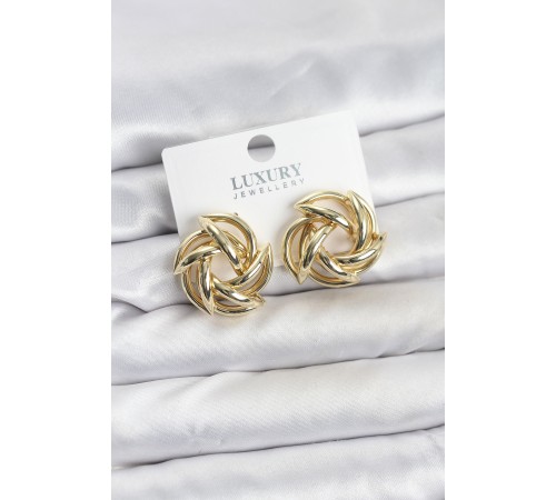 Gold Renk Pirinç Keskin Sarmal Model Kadın Küpe - TJ-BKP11600