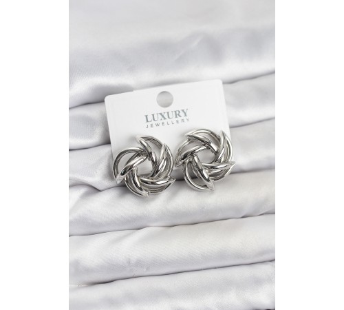 Gümüş Renk Pirinç Keskin Sarmal Model Kadın Küpe - TJ-BKP11601