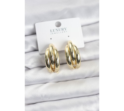 Gold Renk Pirinç Yarım Halka Model Kadın Küpe - TJ-BKP11602