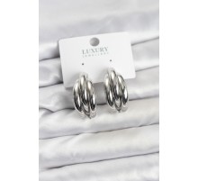 Gümüş Renk Pirinç Yarım Halka Model Kadın Küpe TJ-BKP11603