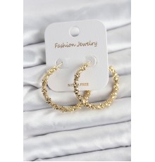 Pirinç Gold Renk Tırtıklı Halka Model Kadın Küpe - TJ-BKP11606