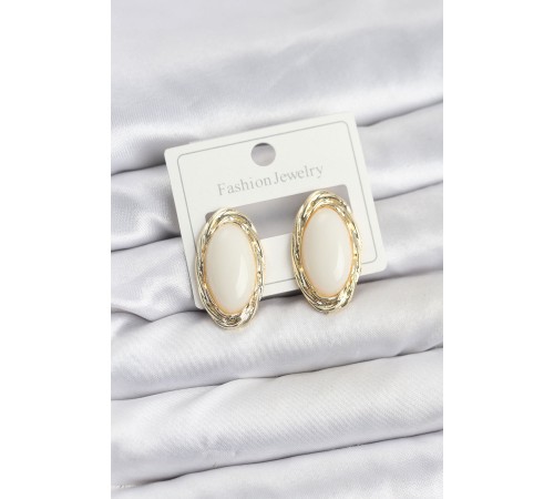 Beyaz Badem Model Vintage Kadın Küpe - TJ-BKP11607