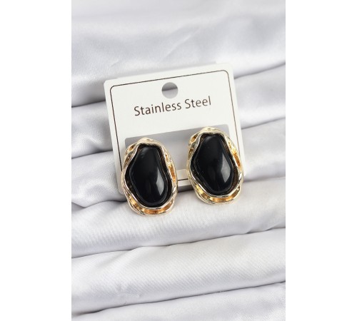 Siyah Damla Model Pirinç Vintage Kadın Küpe - TJ-BKP11612