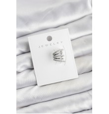 Gümüş Renk Pirinç Zirkon Taşlı Kıkırdak Earcuff Küpe - TJ-BKP11620