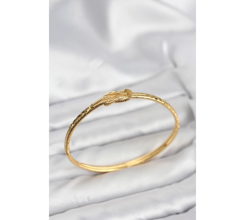 Pirinç Gold Renk Düğüm Model Kadın Kelepçe Bileklik - TJ-BB8230