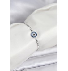 Gümüş Renk Nazar Model Zirkon Taşlı Asansörlü Su Yolu Bileklik - TJ-BB8237