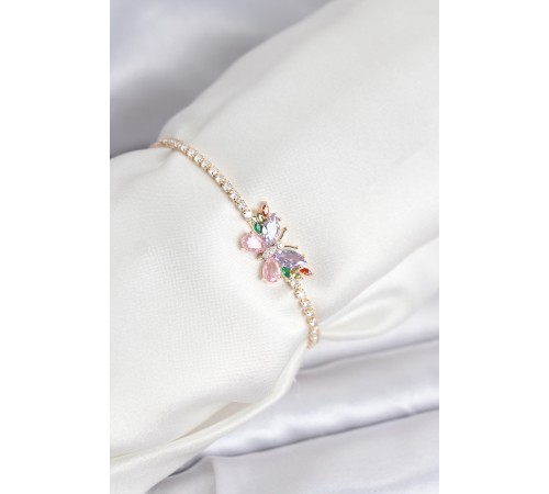 Renkli Model Zirkon Taşlı Asansörlü Su Yolu Kadın Bileklik - TJ-BB8240