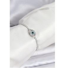 Göz Model Zirkon Taşlı Gümüş Renk Asansörlü Su Yolu Bileklik - TJ-BB8241