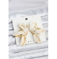 Lotus Model Beyaz Renk Tüllü Kadın Küpe - TJ-BKP11634