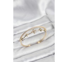 Pirinç Gold Renk Çiçek Model Kadın Bileklik - TJ-BB8253