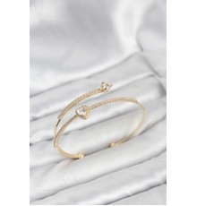 Kalp Model Pirinç Gold Renk Kadın Bileklik - TJ-BB8255