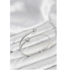 Kalp Model Pirinç Gümüş Renk Kadın Bileklik - TJ-BB8256