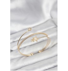 Yıldızlı Model Pirinç Gold Renk Kadın Bileklik - TJ-BB8261