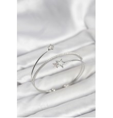 Yıldızlı Model Pirinç Gümüş Renk Kadın Bileklik - TJ-BB8262