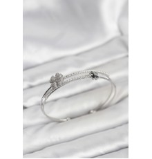 Pirinç Gümüş Renk Yonca Model Kadın Bileklik - TJ-BB8266