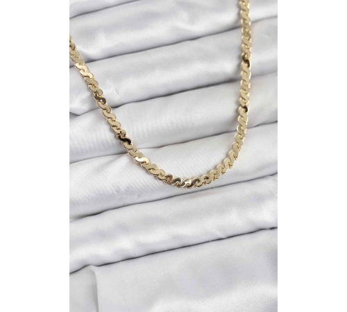 Pirinç Gold Renk Yassı Zincir Kadın Kolye - TJ-BKO10818