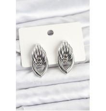 Pirinç Gümüş Renk Sarmal Damla Model Vintage Kadın Küpe - TJ-BKP11639