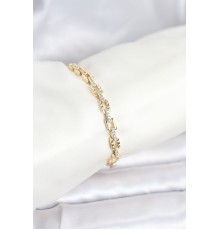 Pirinç Gold Renk VIP Seri Zincir Model Zirkon Taşlı Kadın Bileklik - TJ-BB8270