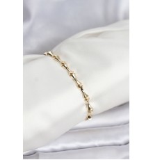 Pirinç Gold Renk VIP Seri Kemik Model Zirkon Taşlı Kadın Bileklik - TJ-BB8275