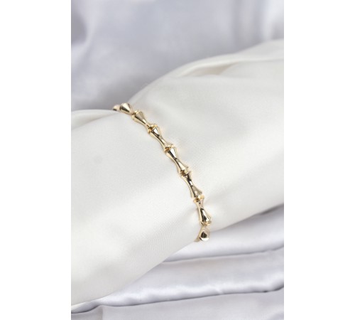 Pirinç Gold Renk VIP Seri Kemik Model Zirkon Taşlı Kadın Bileklik - TJ-BB8275