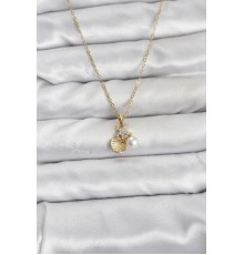 316L Çelik Zincir Gold Renk Deniz Kabuğu ve Deniz Yıldızı Model Zirkon Taşlı Kadın Kolye - TJ-BKO10841