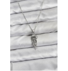 316L Çelik Zincir Gümüş Renk Deniz Anası Model Zirkon Taşlı Kadın Kolye - TJ-BKO10843