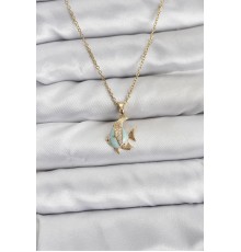 316L Çelik Zincir Gold Renk Balık Model Zirkon Taşlı Kadın Kolye - TJ-BKO10846