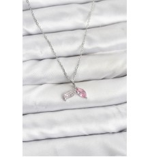 316L Çelik Zincir Gümüş Renk Balık Kuyruğu Model Zirkon Taşlı Kadın Kolye - TJ-BKO10856