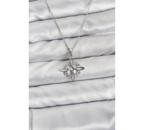 316L Çelik Zincir Gümüş Renk Sonsuzluk Model Zirkon Taşlı Kadın Kolye - TJ-BKO10872