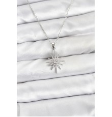 316L Çelik Zincir Gümüş Renk Kutup Yıldızı Model Zirkon Taşlı Kadın Kolye - TJ-BKO10876