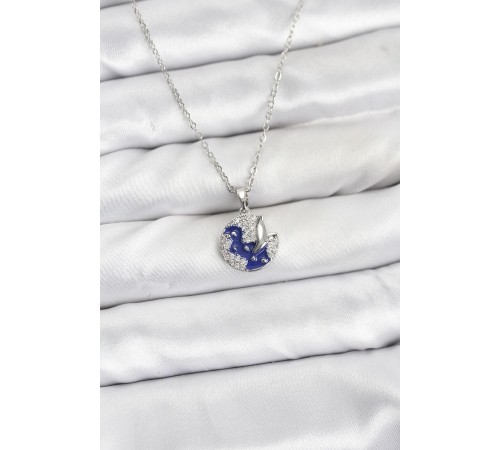 316L Çelik Zincir Gümüş Renk Gece Model Zirkon Taşlı Kadın Kolye - TJ-BKO10890