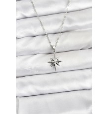 316L Çelik Zincir Gümüş Renk Kutup Yıldızı Model Kadın Kolye - TJ-BKO10896